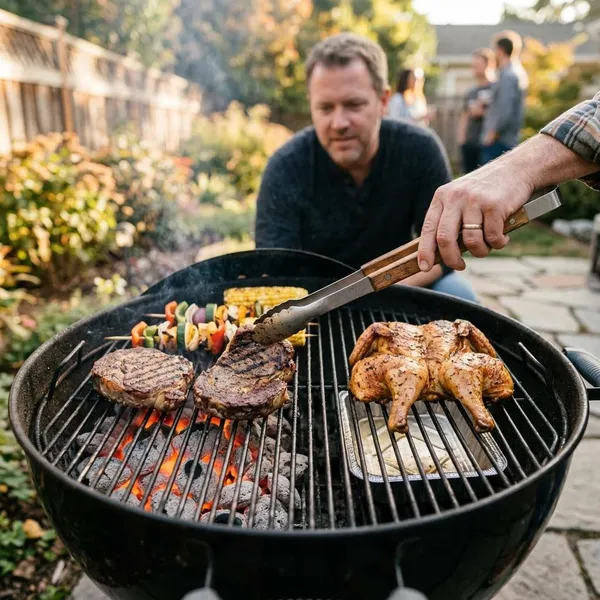 Temperatuur regelen op een kolenbarbecue